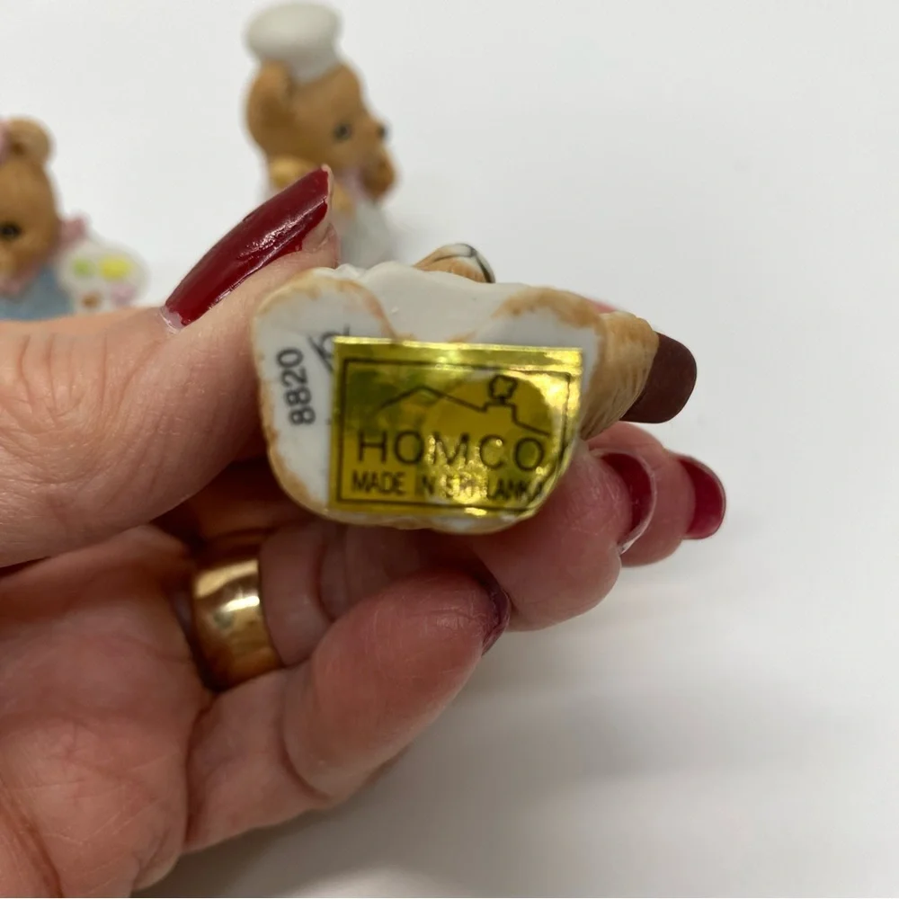 Homco Vintage Bears 3 Career Professional Artist Baker Shoe Cobbler Figurines
